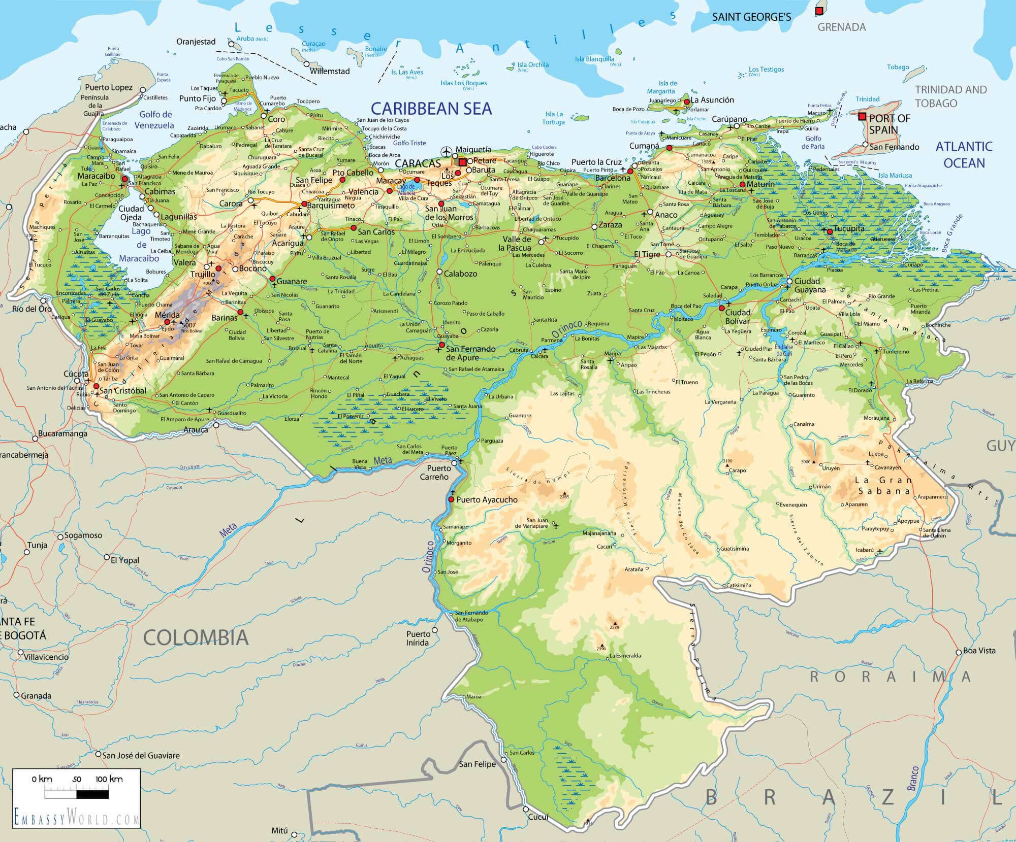 Venezuela Map And Venezuela Satellite Images